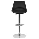 English Elm Contemporary Adjustable Height Barstool with Chrome Base