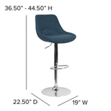 English Elm Contemporary Adjustable Height Barstool with Chrome Base