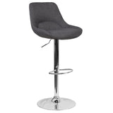 English Elm Contemporary Adjustable Height Barstool with Chrome Base