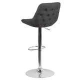 English Elm Contemporary Adjustable Height Barstool with Chrome Base