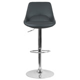 English Elm Contemporary Adjustable Height Barstool with Chrome Base