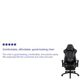 English Elm Commercial Grade Gaming Chair Racing Office Ergonomic Computer Chair with Reclining Back and Slide-Out Footrest in LeatherSoft