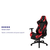 English Elm Commercial Grade Gaming Chair Racing Office Ergonomic Computer Chair with Fully Reclining Back and Slide-Out Footrest in LeatherSoft