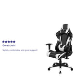 English Elm Commercial Grade Gaming Chair Racing Office Ergonomic Computer PC Adjustable Swivel Chair with Fully Reclining Back in LeatherSoft