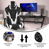 English Elm Commercial Grade Gaming Chair Racing Office Computer PC Adjustable Chair with Reclining Back and Transparent Roller Wheels in LeatherSoft