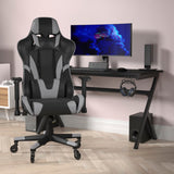 English Elm Commercial Grade Gaming Chair Racing Office Computer PC Adjustable Chair with Reclining Back and Transparent Roller Wheels in LeatherSoft