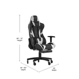 English Elm Commercial Grade Gaming Chair Racing Computer Chair with Reclining Back, Slide-Out Footrest, and Transparent Roller Wheels in LeatherSoft