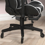 English Elm Commercial Grade Gaming Chair Racing Computer Chair with Reclining Back, Slide-Out Footrest, and Transparent Roller Wheels in LeatherSoft