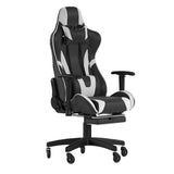 English Elm Commercial Grade Gaming Chair Racing Computer Chair with Reclining Back, Slide-Out Footrest, and Transparent Roller Wheels in LeatherSoft