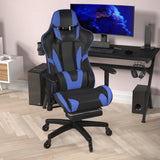 English Elm Commercial Grade Gaming Chair Racing Computer Chair with Reclining Back, Slide-Out Footrest, and Transparent Roller Wheels in LeatherSoft