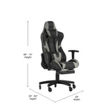 English Elm Commercial Grade Gaming Chair Racing Computer Chair with Reclining Back, Slide-Out Footrest, and Transparent Roller Wheels in LeatherSoft