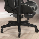 English Elm Commercial Grade Gaming Chair Racing Computer Chair with Reclining Back, Slide-Out Footrest, and Transparent Roller Wheels in LeatherSoft