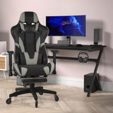 English Elm Commercial Grade Gaming Chair Racing Computer Chair with Reclining Back, Slide-Out Footrest, and Transparent Roller Wheels in LeatherSoft