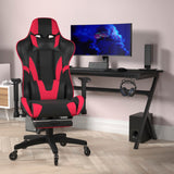 English Elm Commercial Grade Gaming Chair Racing Computer Chair with Reclining Back, Slide-Out Footrest, and Transparent Roller Wheels in LeatherSoft