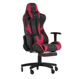 English Elm Commercial Grade Gaming Chair Racing Computer Chair with Reclining Back, Slide-Out Footrest, and Transparent Roller Wheels in LeatherSoft