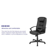 English Elm Commercial Grade Flash Fundamentals High Back LeatherSoft-Padded Task Office Chair with Arms