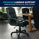 English Elm Commercial Grade Flash Fundamentals Mid-Back LeatherSoft-Padded Task Office Chair with Arms