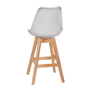 English Elm Commercial Grade - Set of 2 Modern Commercial Counter Stools - Plastic Backrest - LeatherSoft Padded Seat - 27 Inch Counter Stools - Oak Finish Wood Frame