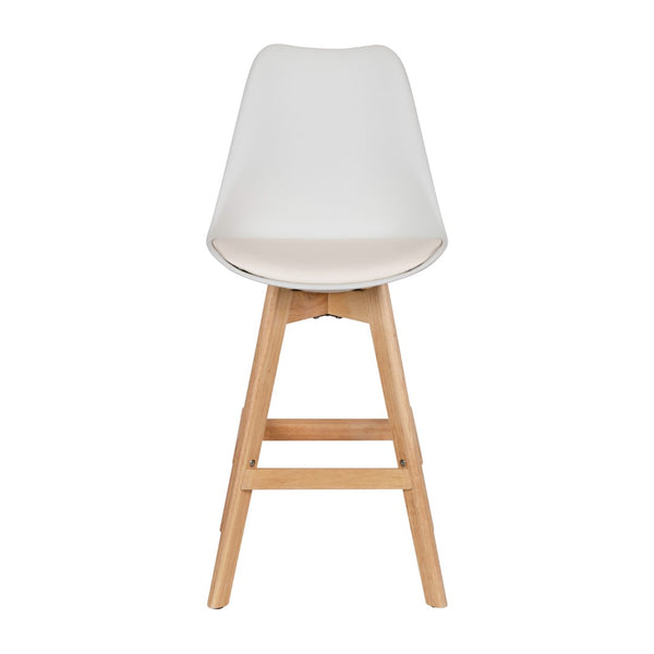 English Elm Commercial Grade - Set of 2 Modern Commercial Counter Stools - Plastic Backrest - LeatherSoft Padded Seat - 27 Inch Counter Stools - Oak Finish Wood Frame