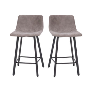 English Elm Commercial Grade Modern Armless 24 Inch Counter Height Stools Commercial Grade with Footrests in and Black Matte Metal Frames - Set of 2