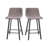 English Elm Commercial Grade Modern Armless 24 Inch Counter Height Stools Commercial Grade with Footrests in and Black Matte Metal Frames - Set of 2