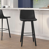 Commercial Grade Modern Armless 30 Inch Bar Height Commercial Grade Barstools with Footrests in and Matte Iron Frames - Set of 2