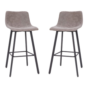 English Elm Commercial Grade Modern Armless 30 Inch Bar Height Commercial Grade Barstools with Footrests in and Black Matte Iron Frames - Set of 2