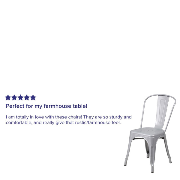 English Elm Commercial Grade Commercial Grade Metal Indoor-Outdoor Stackable Chair