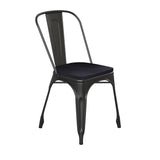 English Elm Commercial Grade Commercial Grade Metal Indoor-Outdoor Stackable Chair with Poly Resin Wood Seat