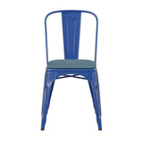 English Elm Commercial Grade Commercial Grade Metal Indoor-Outdoor Stackable Chair with Teal- Poly Resin Wood Seat