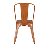 English Elm Commercial Grade Commercial Grade Metal Indoor-Outdoor Stackable Chair with Teak Poly Resin Wood Seat