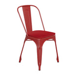 English Elm Commercial Grade Commercial Grade Metal Indoor-Outdoor Stackable Chair with Poly Resin Wood Seat