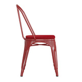 English Elm Commercial Grade Commercial Grade Metal Indoor-Outdoor Stackable Chair with Poly Resin Wood Seat