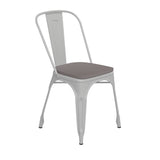 English Elm Commercial Grade Commercial Grade Metal Indoor-Outdoor Stackable Chair with Gray Poly Resin Wood Seat