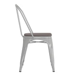 English Elm Commercial Grade Commercial Grade Metal Indoor-Outdoor Stackable Chair with Gray Poly Resin Wood Seat