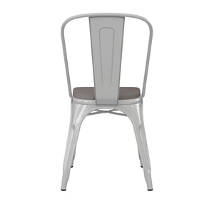 English Elm Commercial Grade Commercial Grade Metal Indoor-Outdoor Stackable Chair with Gray Poly Resin Wood Seat
