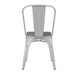 English Elm Commercial Grade Commercial Grade Metal Indoor-Outdoor Stackable Chair with Gray Poly Resin Wood Seat