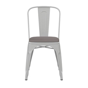 English Elm Commercial Grade Commercial Grade Metal Indoor-Outdoor Stackable Chair with Gray Poly Resin Wood Seat
