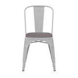 English Elm Commercial Grade Commercial Grade Metal Indoor-Outdoor Stackable Chair with Gray Poly Resin Wood Seat