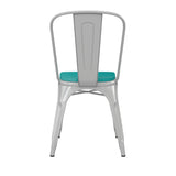 English Elm Commercial Grade Commercial Grade Metal Indoor-Outdoor Stackable Chair with Mint Green Poly Resin Wood Seat