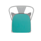 English Elm Commercial Grade Commercial Grade Metal Indoor-Outdoor Stackable Chair with Mint Green Poly Resin Wood Seat