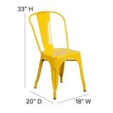 English Elm Commercial Grade Commercial Grade Metal Indoor-Outdoor Stackable Chair with Teak Poly Resin Wood Seat