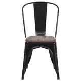 English Elm Commercial Grade Metal Stackable Chair with Wood Seat