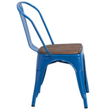 English Elm Commercial Grade Metal Stackable Chair with Wood Seat