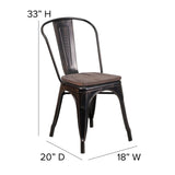 English Elm Commercial Grade Metal Stackable Chair with Wood Seat