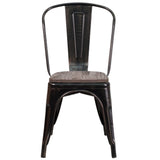 English Elm Commercial Grade Metal Stackable Chair with Wood Seat