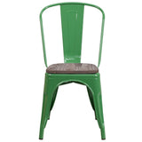 English Elm Commercial Grade Metal Stackable Chair with Wood Seat