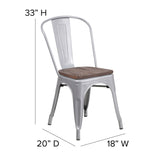 English Elm Commercial Grade Metal Stackable Chair with Wood Seat