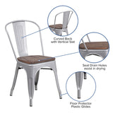 English Elm Commercial Grade Metal Stackable Chair with Wood Seat