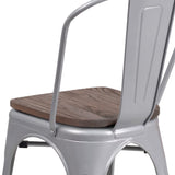 English Elm Commercial Grade Metal Stackable Chair with Wood Seat